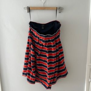 J. CREW 100% silk striped A-line skirt